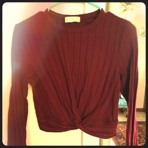 Alter’d State Cropped Twist Red Ribbed Sweater M